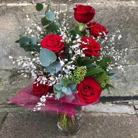 6 Red Rose Vase
